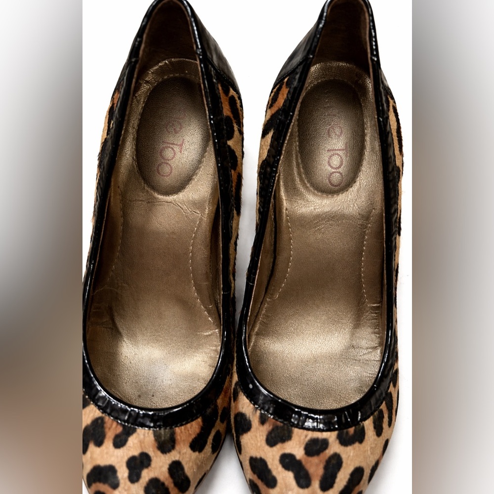 Me‎ Too Leopard Print Heels Women’s Size 8M Chunky Block Heel Pumps - Picture 4 of 6